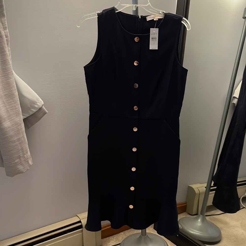 Navy blue dress.